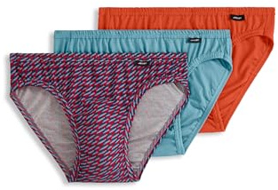 Jockey Men's Underwear Men's Elance Bikini - 3 Pack, Autumn Leaf/Duet Geo/Cove, M
