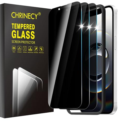 CHRINECY 3 Pack Privacy Screen Protector for iPhone 16 6.1-Inch, Double Protection Tempered Glass Film with Easy Installation Tool, Anti-Scratch, Anti Spy Anti Peeping, Easy Installation