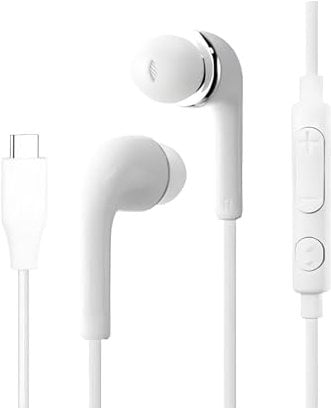 London Express Earphones USB C Wired Earphones with Mic & Volume Control | In-Ear Noise-Isolating Type-C Headphones | Compatible with Samsung Galaxy S25, S24, S23 Plus Ultra | iPhone 15, 16, iPad Pro