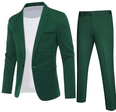 YFFUSHI Abito Uomo 2 Pezzi Slim Fit 1 Bottone Classico Matrimonio Affari Giacca Pantaloni