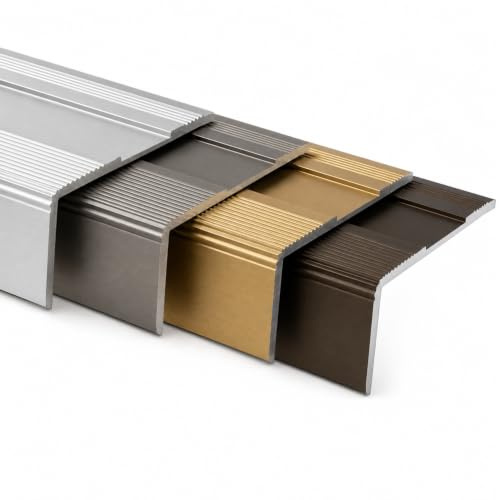 Floordirekt Treppenkantenprofil aus Aluminium 134cm - inkl. Schrauben und Dübeln | Winkelprofil 37mm Breite x 17 mm (Bronze dunkel) Glory