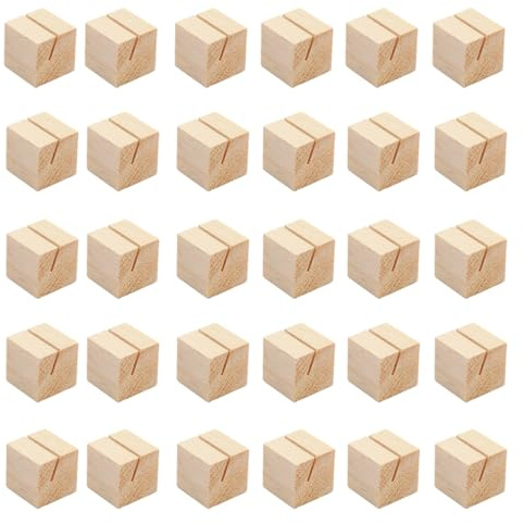 30 Stück Tischkartenhalter aus Naturholz, Würfel-Fotohalter, Tische, Holz, Kartentischschilder, Hochzeiten, langlebig, Heimdekoration, Partys, Büro, Bildständer