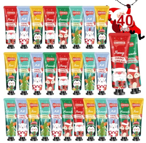 Handcreme weihnachtsgeschenke Kleine Dankeschön Geschenke | 40 Stück Geschenke für Frauen Männer, Handcreme Mini Geschenkset für Trockene Rissige Hände Fuß - Geschenke für Kollegen Mama Freundin