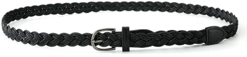 CMLDJBD Cintura Uomo Torto Intrecciato Sottile Catena Vita Pin Nero Fibbia Corda di Cera Nodo Piccola per Le Donne-Nero