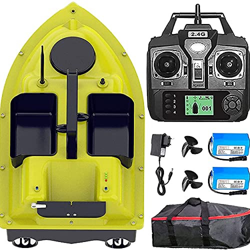 LJCSSD Bateau Amorceur Peche Carpe, Bateau Amorceur Peut Transporter 2kg D'appat Grande Capacité 5200mAh Batterie, Fishing Bait Boat - Cadeau pour Adultes et Enfants 2×5200mAhBattery