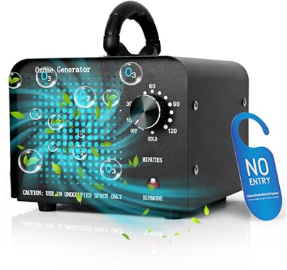 Ozongenerator, 60000mg/h Ozongerät, HOSSOM Ozonisator Industrieller, O3 mit 120 Min Timer, Ozon Luftreiniger, bis zu 400㎡ Geruchsneutralisierer, für Auto Wohnung Hotels Küche Haustiere Gerüche
