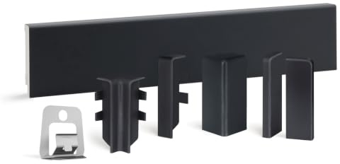 KGM Komplettset PVC Sockelleiste - Anthrazit - 2400 x 16 x 58 mm - 10 Stk. | RAL 7016, Kunststoff-Fußbodenleiste, feuchtebeständig, mit Clips, Innen- & Außenecken, Verbinder, einfache Montage, kratzfest