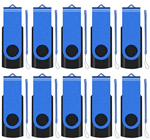 EASTBULL USB Stick 8GB 10 stück Speicherstick Einklappbarer USB 2.0 Transmemory Memory Stick (Blau)
