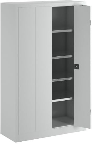 Certeo | Falttürenschrank | Höhe 1950 mm | Breite 1200 mm | Tiefe 500 mm | grau
