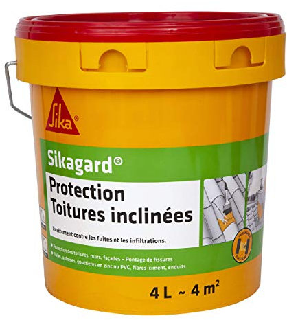 Sikagard Protection Toiture inclinée, Protection contre fuites et infiltrations d'eau, 4L, Terre cuite