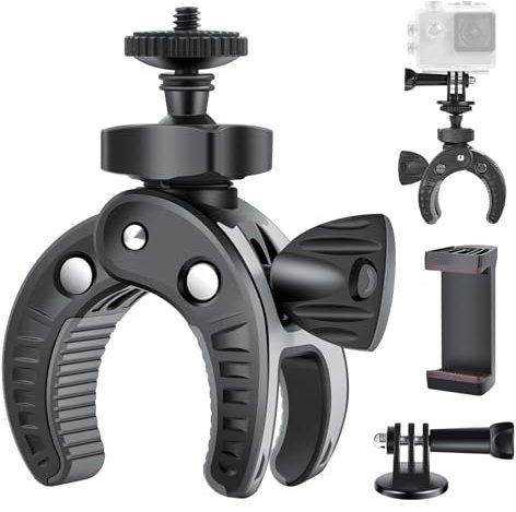 UTEBIT Kamerahalterung Fahrrad Klemme mit 1/4 Zoll Schraube, 360 Grad Drehbar Fahrradklemme Fahrradhalterung Adapter kompatibel für Action Kamera DSLR Ständer Zubehör