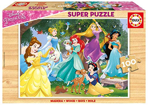 Educa - Holzpuzzle mit 100 Teile | Disney Prinzessinnen, 100 Teile Puzzle für Kinder ab 6 Jahren, Holzpuzzle (17628)