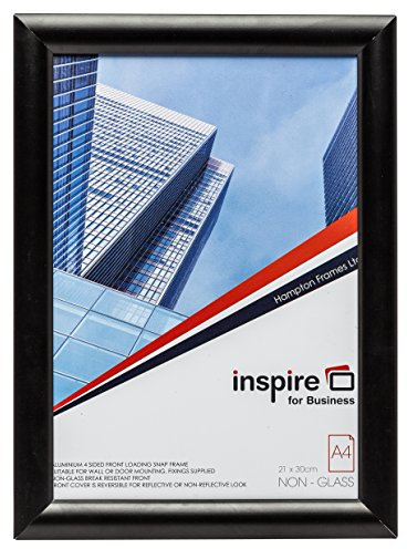 Hampton Frames SNAPA4BLK Black A4 (21x30cm) Aluminium Snap Frame with 25mm Wide Profile Point of Sale Certificate Display Picture Photo Frame