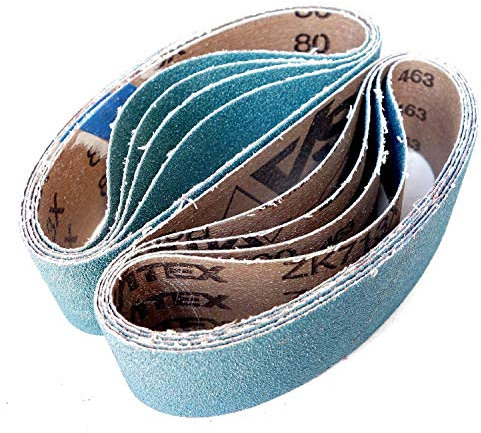 VSM Schleifband ZK713X Zirkonkorund – 40 x 305 mm – Körnung P80 – 10 Stück – für Metall Edelstahl INOX – reißfeste robuste Gewebeunterlage – Profi-Schleifbänder für Handbandschleifer