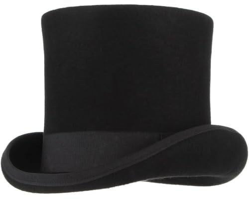 GEMVIE Herren-Hutmacher,100% Wolle,mit Satin-Futter,17cm,Schwarz