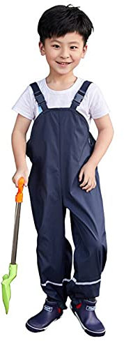 Gaga city Pantaloni Impermeabili Bambini Salopette Antipioggia Bimbo Pantaloni Pioggia Bambina con Bretelle Pantalone Impermeabile Bambino Blu scuro/98/104