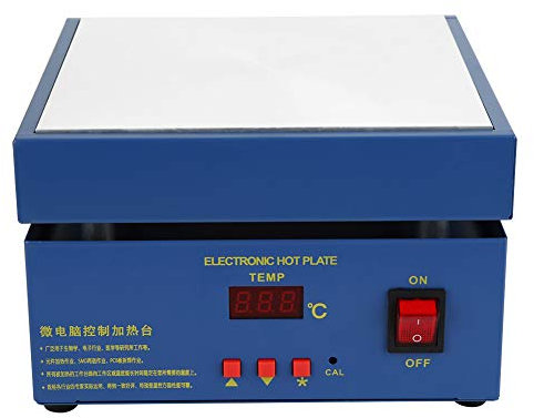 Plaque chauffante, station de chauffage électrique à micro-ordinateur à DEL de 200 x 200 mm, station de préchauffage 110/220V CA pour 800W pour le chauffage de composants(EU Plug 220V))