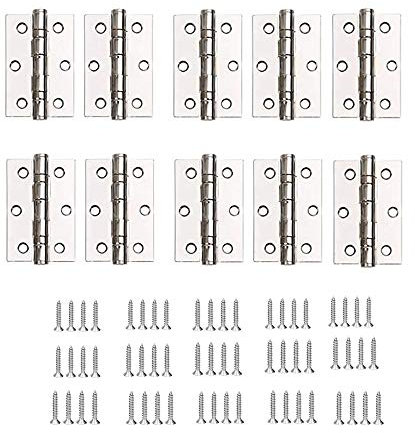 FLZONE Cerniera per Porta,10 Pezzi Cerniere in Acciaio Inossidabile Cerniere per Legno con 60 Pezzi Viti per Hardware per Mobili da Casa 2 Pollici