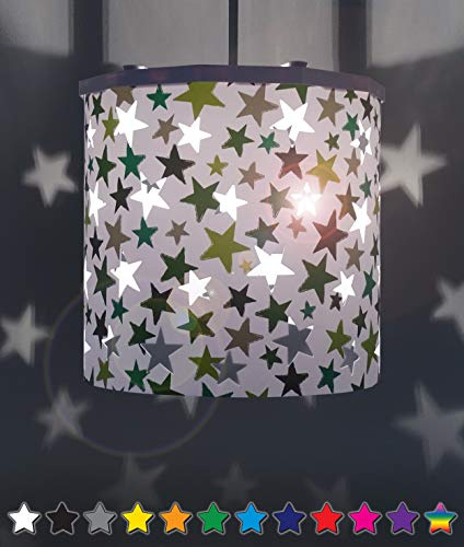 Ereki Ceiling Pendant Light Shade - Projector Stars Effect Light Cover - Magnetic Ceiling Night Light Lampshade Kit for Interchangeable Designs (Green, B22 Bulb Included)
