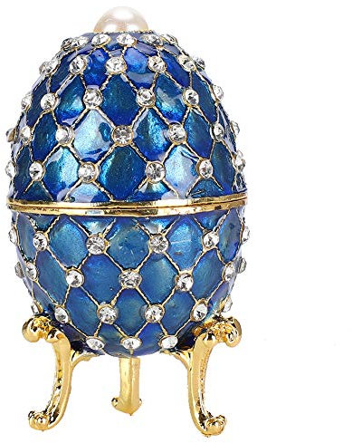Emailliertes Faberge-Ei, im europäischen Retro-Stil vergoldete bemalte Ornamente Schmuck-Schmuckschatulle, einzigartiges Wohnkultur, beste Verzierung Ihrer Sammlung, für