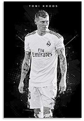 LKJHLK Toni Kroos Poster, Fußball, Wanddekoration, Leinwand-Kunstdruck für Büro, Schlafzimmer, Zuhause, Wohnheim, Geschenk für Jungen und Mann, 30 x 45 cm