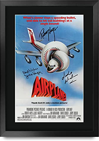 HWC Trading FR A3 Airplane! Leslie Nielsen Geschenke Gedruckt Poster Unterzeichnet Autogramm Bild Für Film Erinnerungsstücke Fans - A3 Eingerahmt