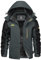 KEFITEVD Übergangsjacke Herren Warm Winter Herrenjacke mit Kapuze Fleecejacke Wasserabweisend Winterparka Männer Angelbekleidung Grau-Schwarz M