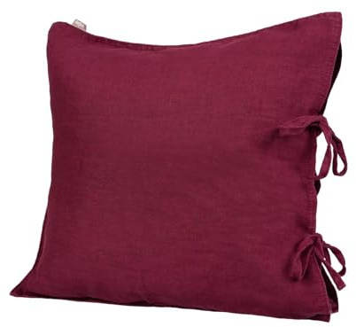 beties Leinen Kissenbezug ca. 40x40 cm 100% Leinen Stone-Washed Kopfkissenbezug mit Hotelverschluss (Merlot-rot)