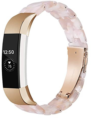 LAREDTREE Harz-Uhrenarmband, kompatibel mit Fitbit Alta und Fitbit Alta HR, Ersatzarmband für Damen und Herren, dünnes, leichtes Harzarmband, wasserdicht, für Fitbit Alta-Zubehör (Rosa)