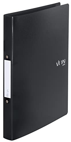 VON Leitz Ringordner A4, Mit 2 Ringen, PP-Ordner, 30 mm Rückenbreite, Für 190 Blatt, Ringmechanik, Für Schule, Studium & Haushalt, 5 Stück, Schwarz, 42470095