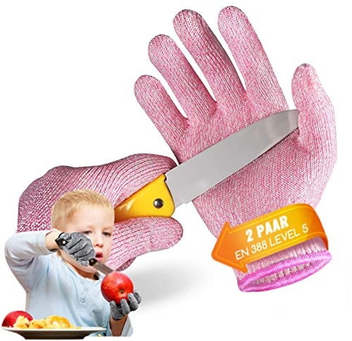 Migliore Wear Schnittfeste Handschuhe für Kinder - Level 5 Schutz, Schnitzhandschuh für 3-14 Jahre
