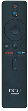 DCU Tecnologic | Telecomando a distanza per televisori Xiaomi MI | Controllo remoto TV | con controllo vocale | Pulsante per Netflix e Prime Video | Nero
