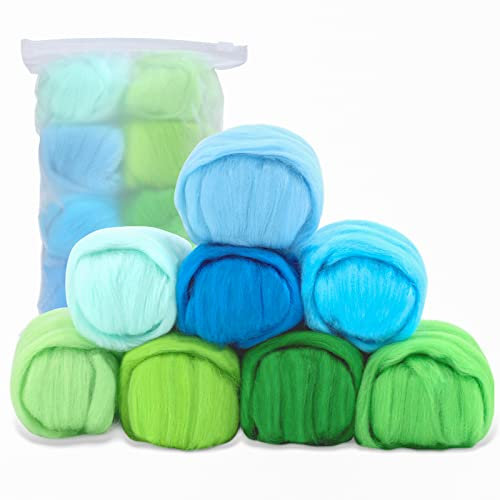 Nadel Filz Wolle, 80 g Filz Wolle von 8 Farben, Wolle Roving, Nadel Filz Zubehör, Nadel Filz Wolle Kit, Nadel Filz Wolle Set, für Starter DIY Wolle Handwerk, Frühling