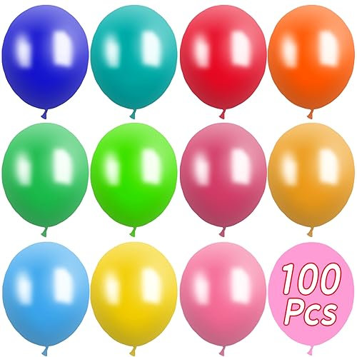BLMHTWO 100 Stück Luftballons Bunt,Luftballons Geburtstag Latex 25cm Bunte Luftballons 15 Farben Partyballons für Geburtstage Hochzeiten Valentinstag