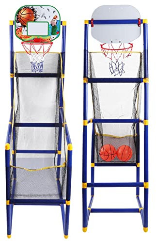 Tumotsit Basketballkorb und Ständer für Kinder, Indoor/Outdoor-Arcade-Basketball-Spielset, tragbare Basketball-Schießmaschine, 2 Spieler Einzelspieler-Kinder-Reifenschießen-Ballspiel