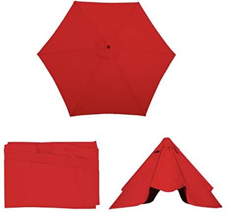 Mendler Toile de Rechange pour Parasol Florida, Toile de Rechange pour Parasol, Ø 3m Polyester 6 Baleines - Rouge