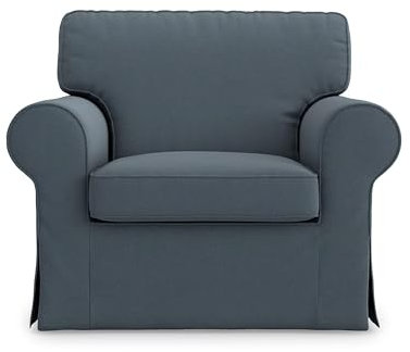 MASTERS OF COVERS Ersatzbezug für IKEA Ektorp Sessel, Ektorp Sesselbezug, Ektorp Sesselbezug, Sesselbezüge, 104 x 88 x 88 cm (Titanium Grau)