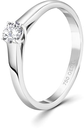 EDELIND Diamant Verlobungsring Damen Gold 750 - Diamantring 0.2 Ct aus Weißgold - Ringgröße 54 (17.2) - mit Geschenkbox - Symbol der Liebe