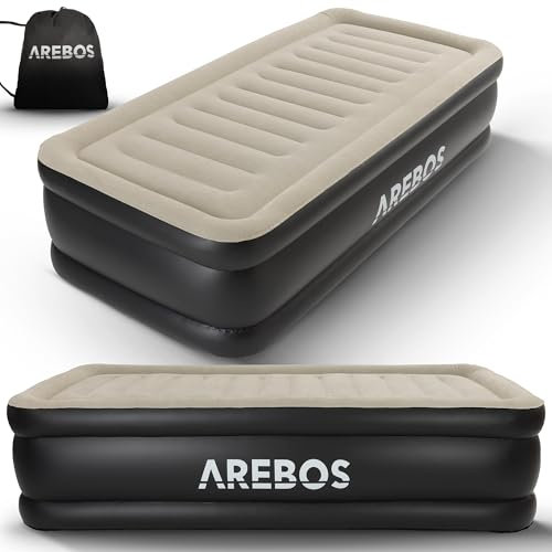Arebos Colchón Hinchable | Cama de Aire Autohinchable 203 × 95 × 51 cm Apto para 1 Persona | Cama de Huésped con Bomba Eléctrica | Colchón de Aire Incl.Bolsa de Transporte para Camping/Hogar