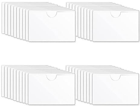 CAASFOOY 40 Pezzi Tasche Adesive Trasparenti, Porta Etichette Adesive, Portadocumenti Auto per Conservare e Proteggere Schede Indice, Etichette per Cartelle, Schede di Parcheggio(60 x 100 mm)