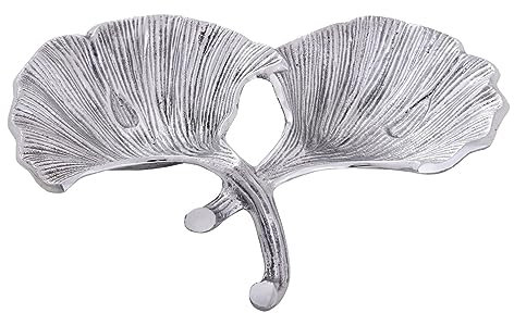 casamia Schale Dekoschale Blatt Ginkgo Apfel Stern Aluminium Gold o. Silber Farbe Ginkgo 2-Blatt Silber