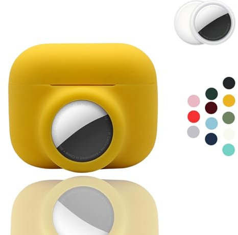 2-in-1: CAQAKA Anti-Kratzer, Anti-Verlust-Schutzhülle, kompatibel mit AirPods Pro, AirTag, weiche Silikon-Schutzhülle für Jungen, Mädchen, Damen, Herren