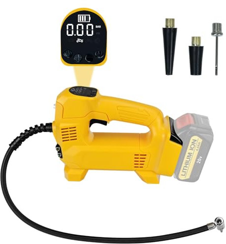 Cordless Tyre Inflator for Dew@lt 20V lithium Batteries Car Air Pump ，auto-stop function, with Screen Digital Display and LED for Car-Basketball-Motorcycle-Bicycle（Batteries not included)