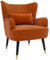 Vesgantti Velvet Accent Chair with Lumbar Pillow, Modern Wing Back Armchair Lounge Chair, Large Occasional Chair for Living Room Bedroom Study Room Office(Orange)