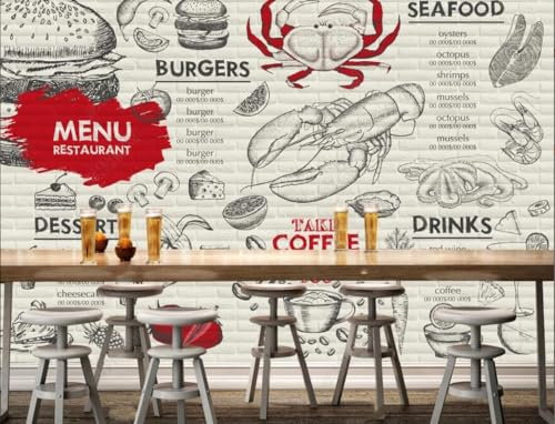 Fototapete Schlafzimmer Kinderzimmer 3D Tapeten 3D Effekt Wohnzimmer Handgemalte Western Restaurant Burger Meeresfrüchte Hummer Wandposter Xxl Waterfall Weiß Grau Blumen Wald Natur Mustertapete