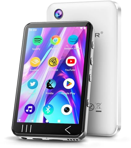 HIFI WALKER G7 MP3 Player with Bluetooth and WiFi- MP3 Player with Spotify and Camera, Android MP3 Player, Touchscreen 16GB MP4 Music Player with Speaker, Spotify, YouTube (White)