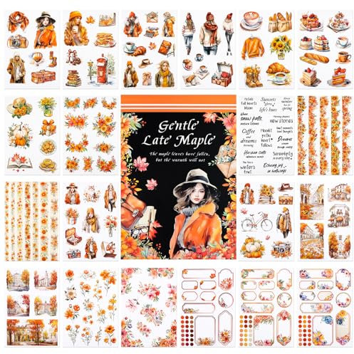 20 Blatt Scrapbook Stickers Book,Vintage Scrapbooking Papier 100+ Journaling Aufkleber für Scrapbooking Supplies, Vintage Aufkleber DIY Papier Dekoration für Scrapbook Zubehör Tagebuch Journaling