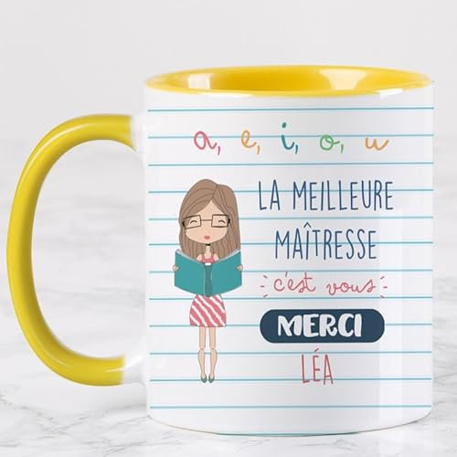Wanapix | Tasse Personnalisée Enseignants | Cadeau Personnalisé Maitresse/Professeur d'Ecole | Merci Maitresse | Maîtresse