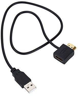 Beufee Adattatore HDMI, Adattatore HDMI Maschio a Femmina Cavo Caricabatterie USB 2.0 da 50 Cm Connettore Adattatore HDMI Cavo Prolunga HDMI per TV Dvd LCD TV HD