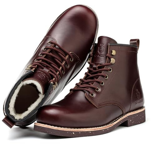 SL-Saint Handgefertigte Herrenstiefel mit weicher Zehe Wasserdicht-Leder Australien Futter aus Wolle Komfortschuhe (WolleFutter, Braun, Erwachsene, Herren, 44, Numerisch, EU Schuhgrößensystem, M)